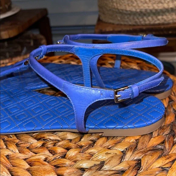 Tory Burch Royal Blue Strappy Thong Sandals Size 9.5 - Picture 6 of 11